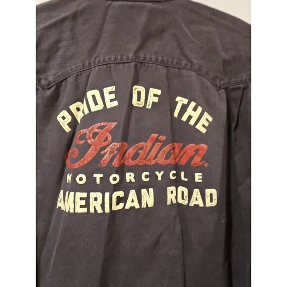 Indian Motorcycle Shirt Men L Gray Red Graphic Biker Moto Casual Utility Field - Picture 4 of 14